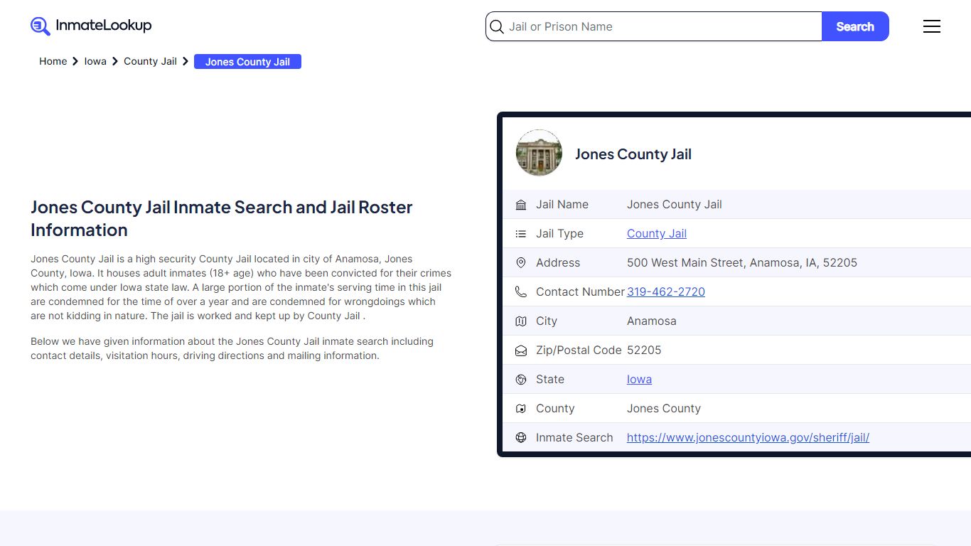 Jones County Jail Inmate Search and Jail Roster Information